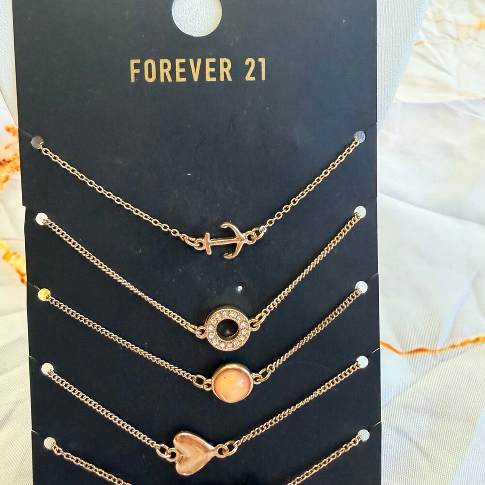 Forever 21 Gold Tone Charm Bracelets Set